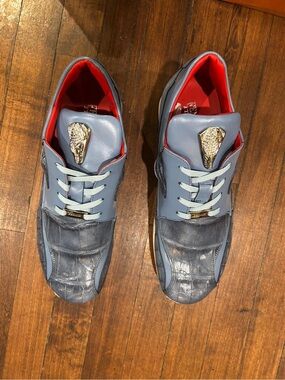 FenniX Italy Blue Crocodile Leather Sneakers EU 43 US 10 with Box & Dust Bag